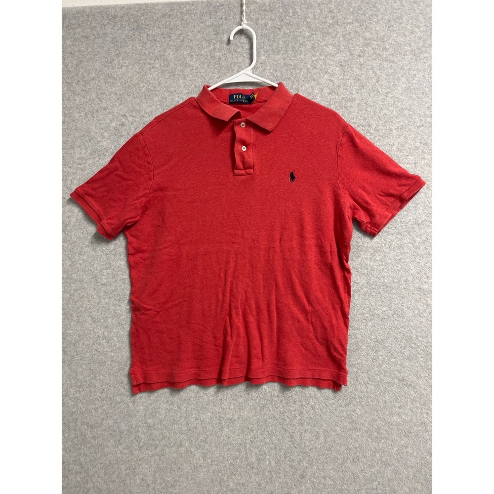 Polo Ralph Lauren Polo Shirt Mens Medium Red Pony Logo Cotton Side Slit Golf